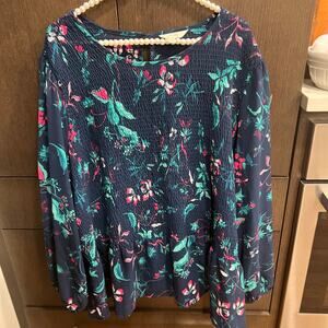 Terra & sky floral blouse xxl nwot